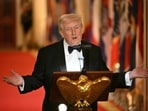 Donald Trump speaks during a dinner with state governors in the East Room of the White House in Washington, DC