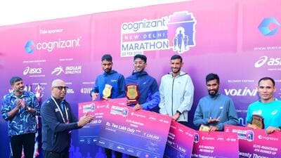 Kartik Karkera won the Delhi Marathon. (HT Photo) Kartik Karkera won the Delhi Marathon. (HT Photo)