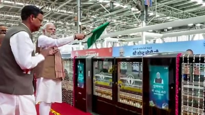 PM Modi flagged off the project from Shatabdi Nagar Namo Bharat Station. (@NarendraModi) PM Modi flagged off the project from Shatabdi Nagar Namo Bharat Station. (@NarendraModi)