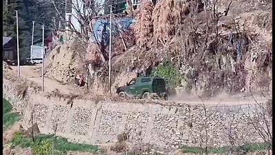 Security forces conduct a cordon & search operation as an encounter has started between security forces and terrorists at the Chatroo area, in Kishtwar on Sunday. (ANI Video Grab) Security forces conduct a cordon & search operation as an encounter has started between security forces and terrorists at the Chatroo area, in Kishtwar on Sunday. (ANI Video Grab)