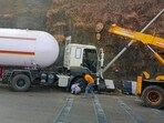 Propylene gas tanker hits crash barrier near Amrutanjan bridge on Pune-Mum highway