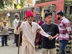 A voter reaches a polling booth in Dhanbad on Monday (HT PHOTO)