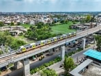 The estimated travel time in the RRTS, from Delhi to Meerut, is 55 minutes. The frequency of trains at all 16 stations is 15 minutes.