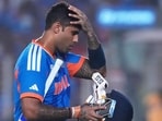 India captain Suryakumar Yadav reacts as he leaves the ground after losing his wicket on Sunday. (AP)