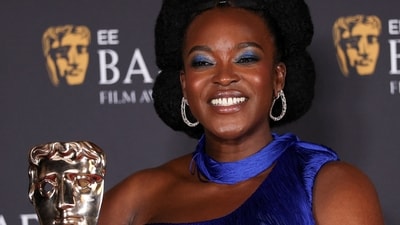 Wunmi Mosaku won the award for Best Supporting Actress for 'Sinners' at the 2026 British Academy of Film and Television Awards (BAFTA). The actor carried a blue dress beautifully, and the eyeshadow that matched the dress really complemented the look. (REUTERS)