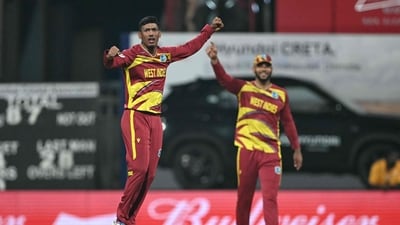 Gudakesh Motie spearheaded the bowling effort with impressive figures of 4 for 28, as Zimbabwe were bowled out for 147 while attempting to chase a daunting 255. (AFP) Gudakesh Motie spearheaded the bowling effort with impressive figures of 4 for 28, as Zimbabwe were bowled out for 147 while attempting to chase a daunting 255. (AFP)