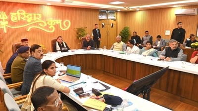 Uttarakhand Chief Minister Pushkar Singh Dhami chairs a review meeting on preparations for Kumbh Mela 2027 at the Mela Control Building in Haridwar on February 21, 2026. Uttarakhand Chief Minister Pushkar Singh Dhami chairs a review meeting on preparations for Kumbh Mela 2027 at the Mela Control Building in Haridwar on February 21, 2026.