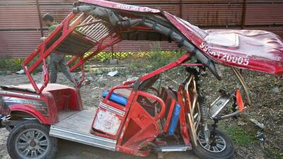 The SUV and the damaged e-rickshaw were towed to the Sector 49 police station, and the SUV driver was detained, police said, that a case will be registered after receiving a complaint. (Sunil Ghosh/HT Photo)