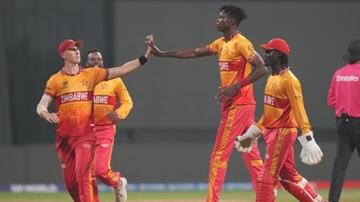 Zimbabwe's Blessing Muzarabani was the pick of the bowlers for them with two wickets for 42 runs in his four overs. (AP) Zimbabwe's Blessing Muzarabani was the pick of the bowlers for them with two wickets for 42 runs in his four overs. (AP)