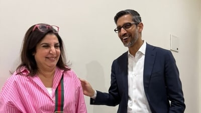 Farah Khan met Google CEO Sundar Pichai, sharing candid moments that showcased her humour. She posted photos of their interaction, expressing gratitude to YouTube India for hosting the encounter. Farah Khan met Google CEO Sundar Pichai, sharing candid moments that showcased her humour. She posted photos of their interaction, expressing gratitude to YouTube India for hosting the encounter.