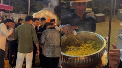 A man filmed guests rushing to a Maggi counter at a wedding. (Instagram/allboutaadi) A man filmed guests rushing to a Maggi counter at a wedding. (Instagram/allboutaadi)