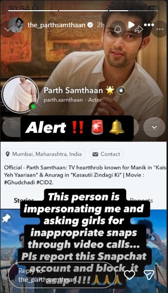 Parth via Instagram Stories. Parth via Instagram Stories.