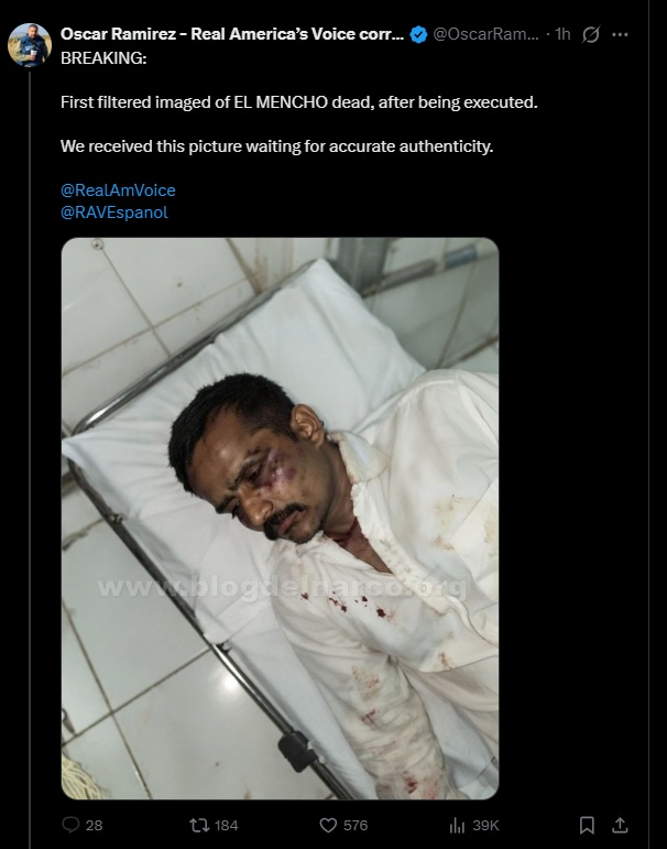 A screenshot of a X post showing an alleged photo of El Mencho after he was killed. (X/@OscarRamirezTJ) A screenshot of a X post showing an alleged photo of El Mencho after he was killed. (X/@OscarRamirezTJ)