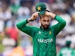 Pakistan's captain, Salman Ali Agha, reacts in the field during the T20 World Cup.