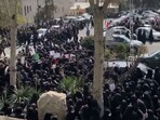 Iran-US Tensions LIVE updates: This video grab taken from UGC images posted on social media on February 23, 2026, and verified by AFPTV teams, shows students gathering for an anti-government rally at the all-female Alzahra university in Tehran. Iranian students gathered for fresh pro- and anti-government rallies over the weekend commemorating those killed in recent protests, as fears loomed of renewed conflict with the United States over the country's nuclear programme.