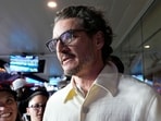 Pedro Pascal is seen in the stands during Super Bowl LX at Levi's Stadium in Santa Clara, California.