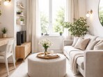 Smart shelving, mirrored walls and layered lighting transform a tight room into an airy, organised retreat full of function.(Ai generated)
