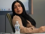Marimar Martinez, a Chicago woman who was shot by a Border Patrol agent last year, sits with her attorneys during a press conference in Chicago, Wednesday, Feb. 11, 2026. (AP Photo/Erin Hooley)