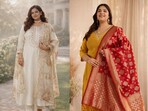 Plus size kurta sets with dupatta for women to shine in festive events(Pinterest)