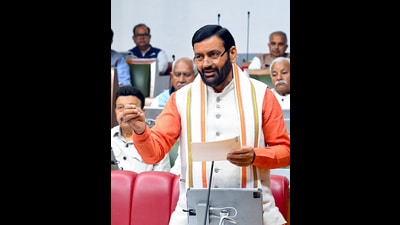 Haryana chief minister Nayab Singh Saini in the state assembly in in Chandigarh on Tuesday. (ANI)