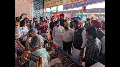 Sangrur MP Gurmeet Singh Meet Hayer at the Punjab Sakhi Shakti Mela in Barnala.