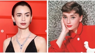 Audrey Hepburn often styled herself in a monochromatic palette, a pattern that was also seen in some of Lily Collins' looks. Audrey Hepburn often styled herself in a monochromatic palette, a pattern that was also seen in some of Lily Collins' looks.