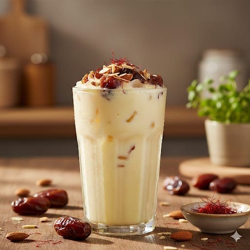 Date and Almond Saffron Milk Refresher
