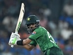 Pakistan's Babar Azam plays a shot.
