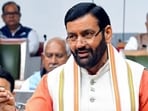 Haryana chief minister Nayab Singh Saini delivers his address in the state assembly on Tuesday. (ANI)