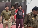 Police brought accused, Akshat, to the house for crime scene recreation. (Mushtaq Ali/HT Photo) Police brought accused, Akshat, to the house for crime scene recreation. (Mushtaq Ali/HT Photo)