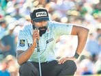 Sahith Theegala of the United States lines up a putt at the WM Phoenix Open 2026. (Getty Images via AFP)