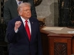President Donald Trump gestures after delivering the State of the Union address to a joint session of Congress in the House chamber at the U.S. Capitol in Washington.