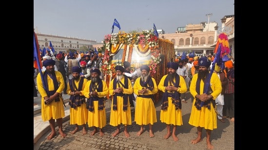 Akali Dal Waris Punjab De began the Khalsa Vahir (religious procession) after paying obeisance at Akal Takht, stating that it is a resumption of the procession initiated by the jailed party leader and Khadoor Sahib MP Amritpal Singh. Amritpal has been lodged in Dibrugarh jail in Assam under the National Security Act (NSA) since his arrest in 2023.