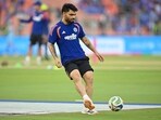 India's Rinku Singh warms up before the start of a 2026 ICC T20 World Cup match