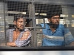 The members of Jawaharlal Nehru University Students' Union (JNUSU) were stopped by the police at the Jawaharlal Nehru University (JNU) gate. ( HT PHOTO / Hindustan Times)