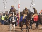Mounted police in action during Maha Kumbh 2025 at the banks of Sangam. (HT FILE PHOTO)