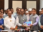 Mumbai, India. Feb 25, 2026 - Municipal Commissioner Bhushan Gagrani presents the BMC Budget 2026-2027 to Standing Committee Chairman Prabhakar Shinde at BMC headquarters in Mumbai. Mumbai, India. Feb 25, 2026. (Photo by Raju Shinde/HT Photo) (Raju Shinde)