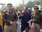 Police at the protest site in Panipat on Wednesday. (HT)
