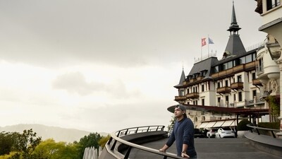 At The Dolder Grand, Neeraj looks out over Zürich and the surrounding hills from his hilltop vantage point. At The Dolder Grand, Neeraj looks out over Zürich and the surrounding hills from his hilltop vantage point.