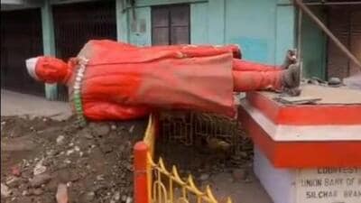 Leader of the Opposition in the state Assembly, Debabrata Saikia, alleged that the incident was carried out using a bulldozer by unidentified persons on the night of February 23 at Pailapool Chowrangi in Cachar district (Sourced) Leader of the Opposition in the state Assembly, Debabrata Saikia, alleged that the incident was carried out using a bulldozer by unidentified persons on the night of February 23 at Pailapool Chowrangi in Cachar district (Sourced)