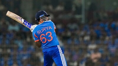 Suryakumar Yadav and Ishan Kishan's innings didn't last long, but provided plenty of impetus and momentum through the middle overs to keep India's rhythm going in a phase they have struggled in this tournament. Captain Surya took some extra risks and scored a blitzy 33(13). (PTI) Suryakumar Yadav and Ishan Kishan's innings didn't last long, but provided plenty of impetus and momentum through the middle overs to keep India's rhythm going in a phase they have struggled in this tournament. Captain Surya took some extra risks and scored a blitzy 33(13). (PTI)