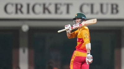 Brian Bennett was the bright spark for Zimbabwe as he continued what has been a stellar tournament thus far. The 22-year-old scored 97* during the chase, moving into second on the run-scoring leaderboard, and began to flex some of his power-hitting as well. One to keep an eye on. (PTI) Brian Bennett was the bright spark for Zimbabwe as he continued what has been a stellar tournament thus far. The 22-year-old scored 97* during the chase, moving into second on the run-scoring leaderboard, and began to flex some of his power-hitting as well. One to keep an eye on. (PTI)