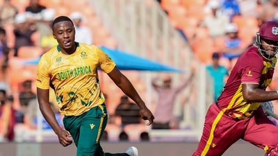 After being put ito bat, West Indies were 29/0 in 2 overs when Kagiso Rabada came on to bowl. He removed Shai Hope and the dangerous Shemron Hetmyer in the blink of an eye. In a manner of speaking, the Caribbean team never really recovered from there (PTI)