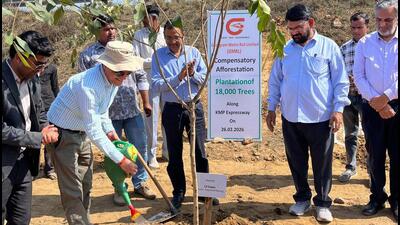 Saplings of banyan, white fig (pilkhan), cluster fig, white siris, burflower tree (desi kadam), Java plum (jamun) and bael (stone apple) were planted on Thursday. (HT Photo) Saplings of banyan, white fig (pilkhan), cluster fig, white siris, burflower tree (desi kadam), Java plum (jamun) and bael (stone apple) were planted on Thursday. (HT Photo)