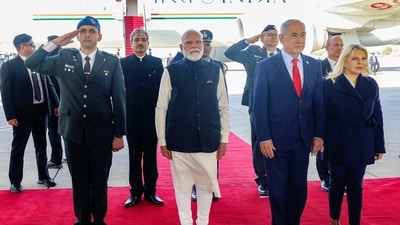 Prime Minister Narendra Modi along with Israeli Prime Minister Benjamin Netanyahu during his departure after concluding his state visit, in Jerusalem on Thursday. (ANI ) Prime Minister Narendra Modi along with Israeli Prime Minister Benjamin Netanyahu during his departure after concluding his state visit, in Jerusalem on Thursday. (ANI )