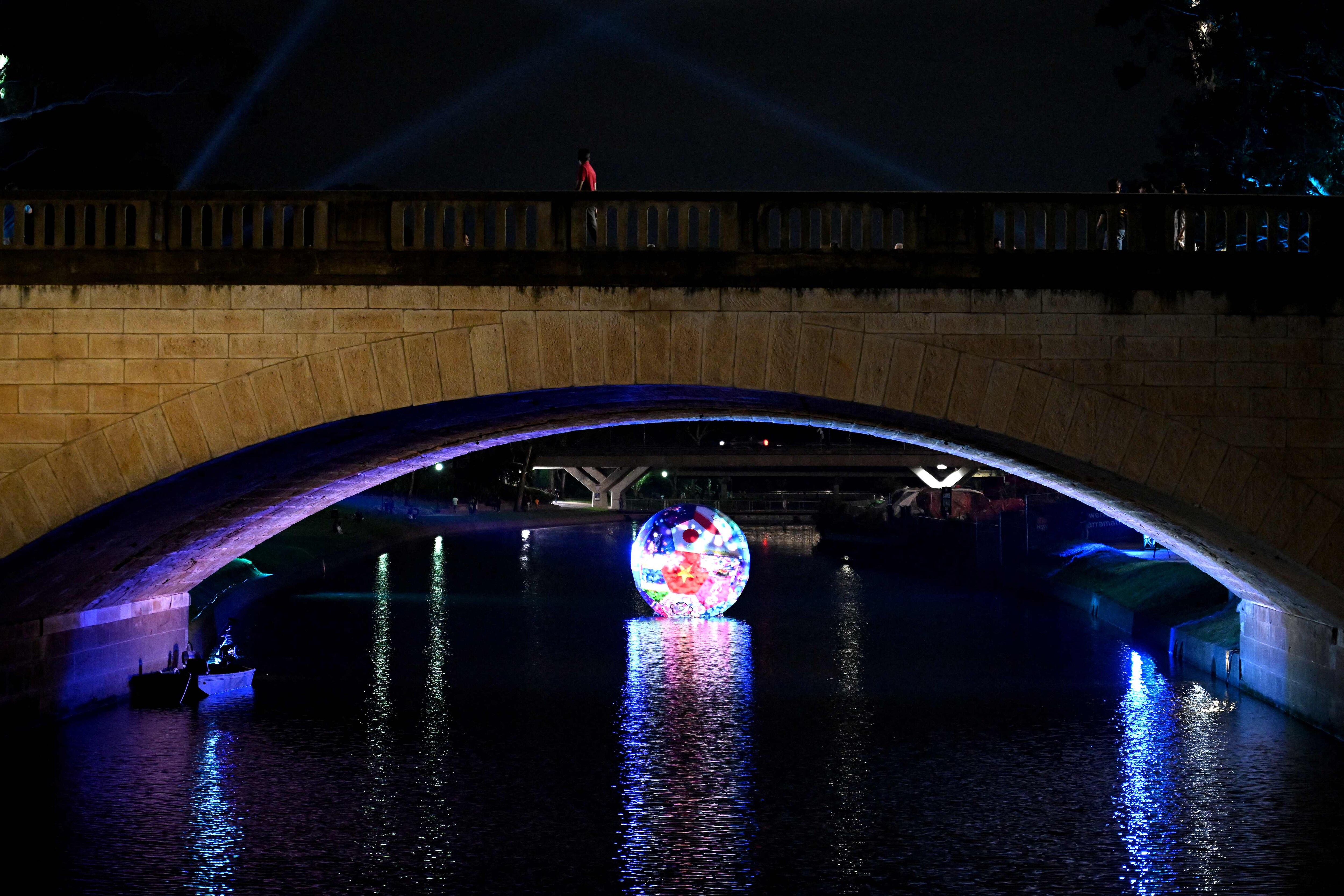 A giant floating ball on Sydney's Parramatta River ahead of the AFC Women's Asian Cup. (AFP) A giant floating ball on Sydney's Parramatta River ahead of the AFC Women's Asian Cup. (AFP)
