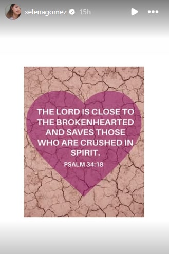 Selena Gomez posted a Bible verse. Selena Gomez posted a Bible verse.