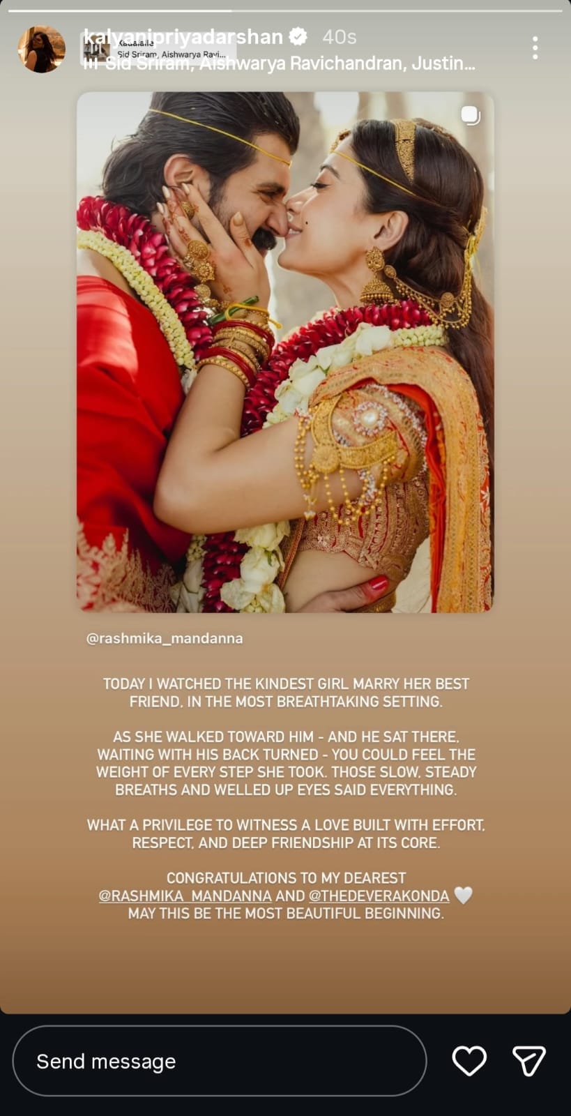 Kalyani via Instagram Stories. Kalyani via Instagram Stories.