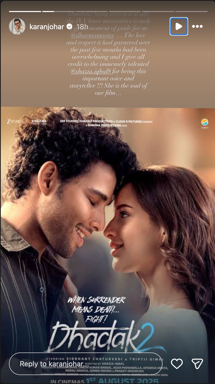 Karan shared a poster of the film. Karan shared a poster of the film.