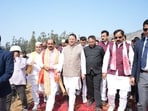 Pushkar Singh Dhami during an on-site inspection of the under-construction women’s sports college at Lohaghat in Champawat district on Friday. Pushkar Singh Dhami during an on-site inspection of the under-construction women’s sports college at Lohaghat in Champawat district on Friday.